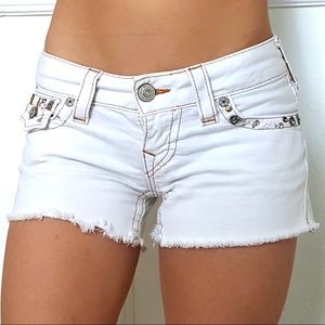 True Religion White Denim Jean Shorts w/ Sparkle
